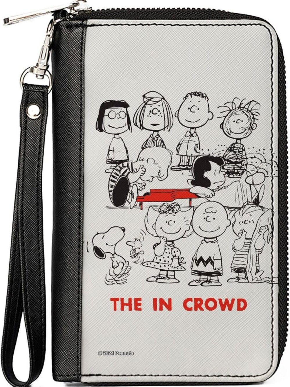 Vegan Leather Zip Around Wallet with Peanuts Design - Stylish & Functional